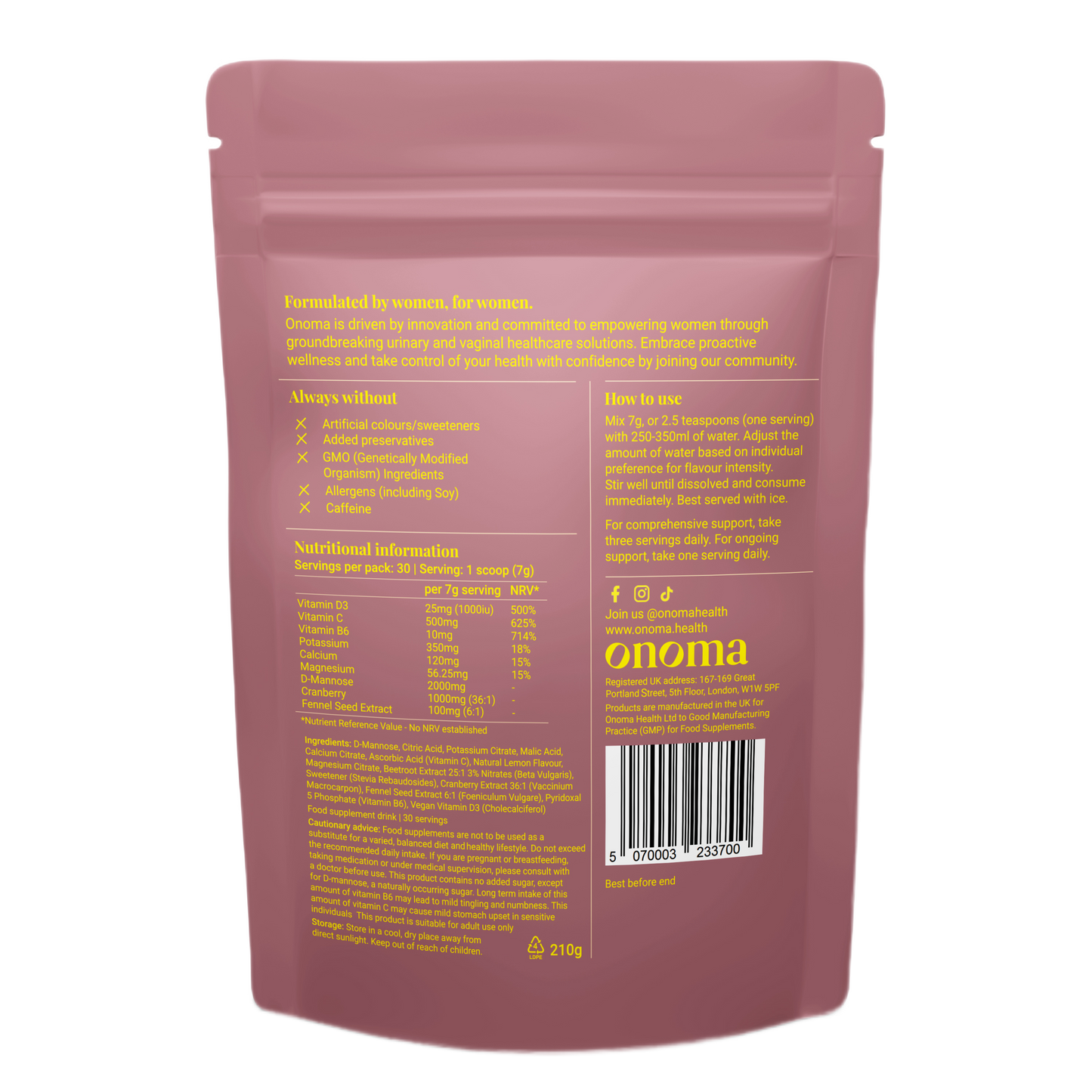 Onoma Health Tract Tonic - Urinary Tract & Bladder Wellness Support